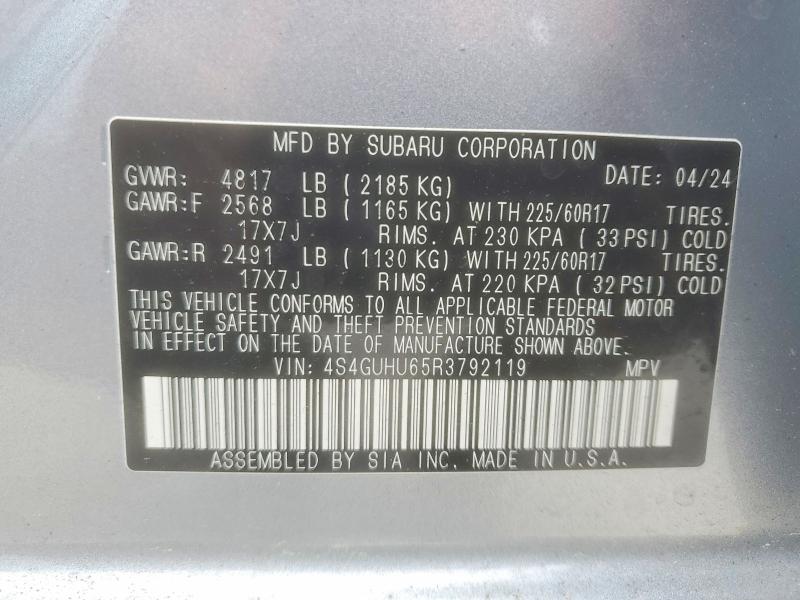 Aukcja sprzedaży 2024 Subaru Crosstrek, vin: 4S4GUHU65R3792119, numer aukcji: 52664236
