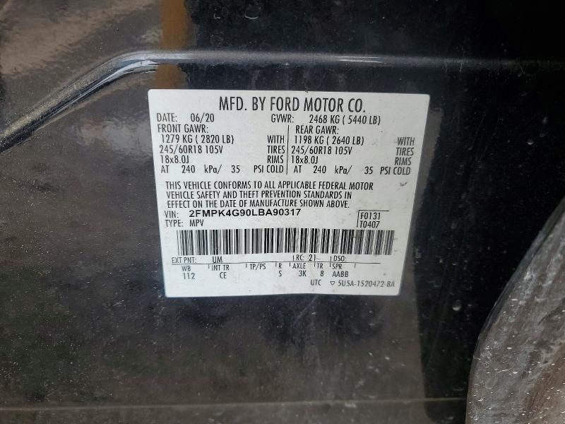 Продажа на аукционе авто 2020 Ford Edge, vin: 2FMPK4G90LBA90317, номер лота: 53224896