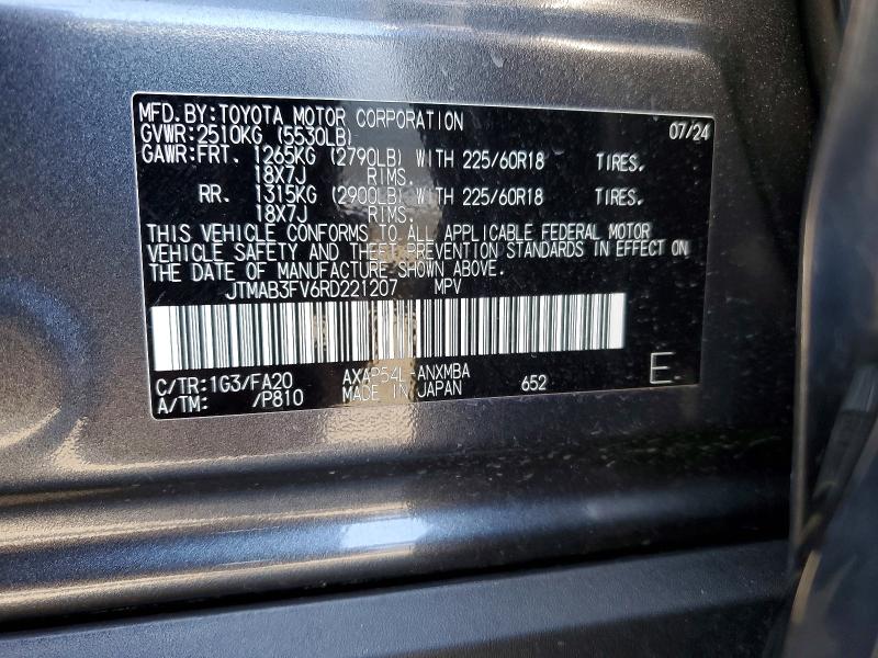 53075976 :رقم المزاد ، JTMAB3FV6RD221207 vin ، 2024 Toyota Rav4 Prime مزاد بيع