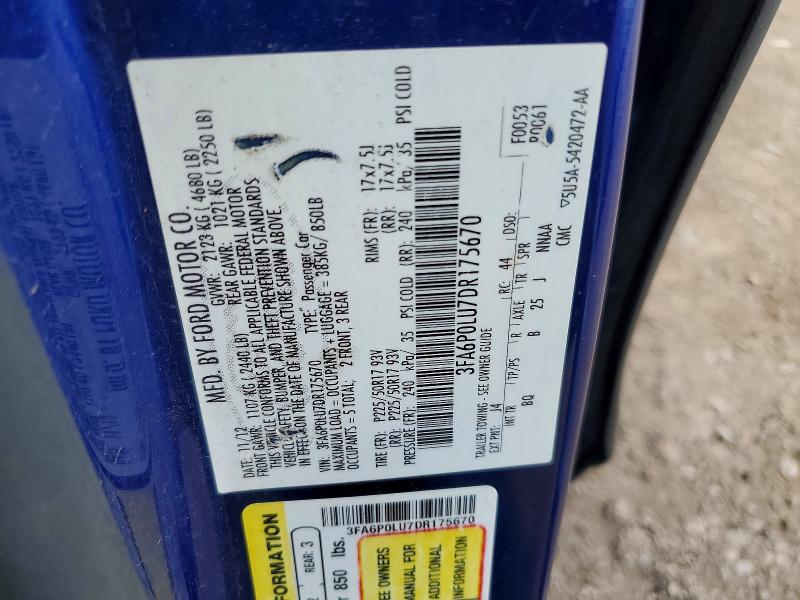 53366596 :رقم المزاد ، 3FA6P0LU7DR175670 vin ، 2013 Ford Fusion مزاد بيع