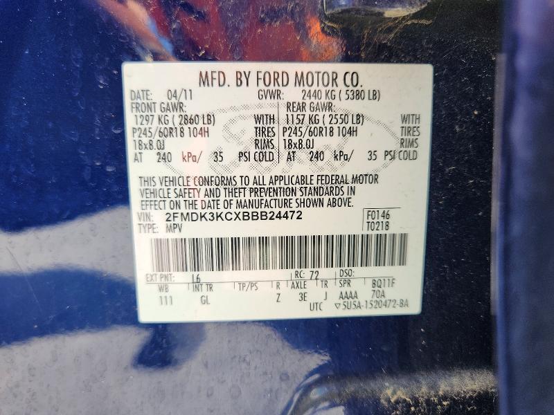 Aukcja sprzedaży 2011 Ford Edge, vin: 2FMDK3KCXBBB24472, numer aukcji: 55160216