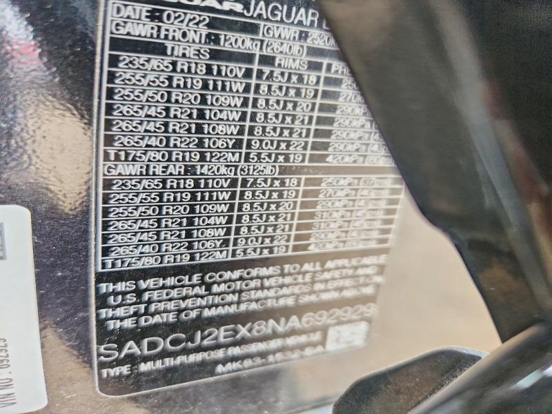 Продажа на аукционе авто 2022 Jaguar F-pace, vin: SADCJ2EX8NA692929, номер лота: 54607316