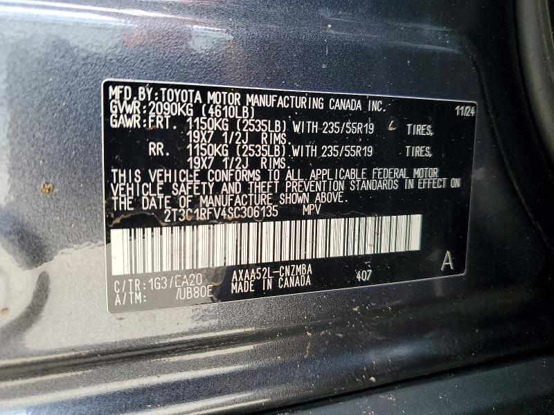 53765486 :رقم المزاد ، 2T3C1RFV4SC306135 vin ، 2025 Toyota Rav4 مزاد بيع