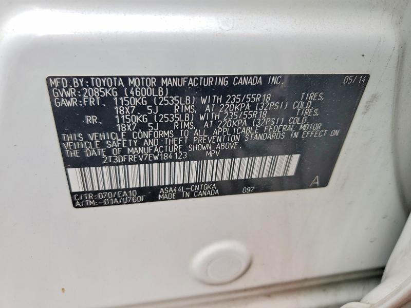 Aukcja sprzedaży 2014 Toyota Rav4, vin: 2T3DFREV7EW184123, numer aukcji: 53092346