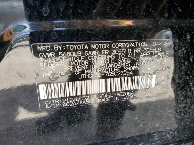 Aukcja sprzedaży 2016 Lexus Ls, vin: JTHCL5EF7G5027254, numer aukcji: 53310636