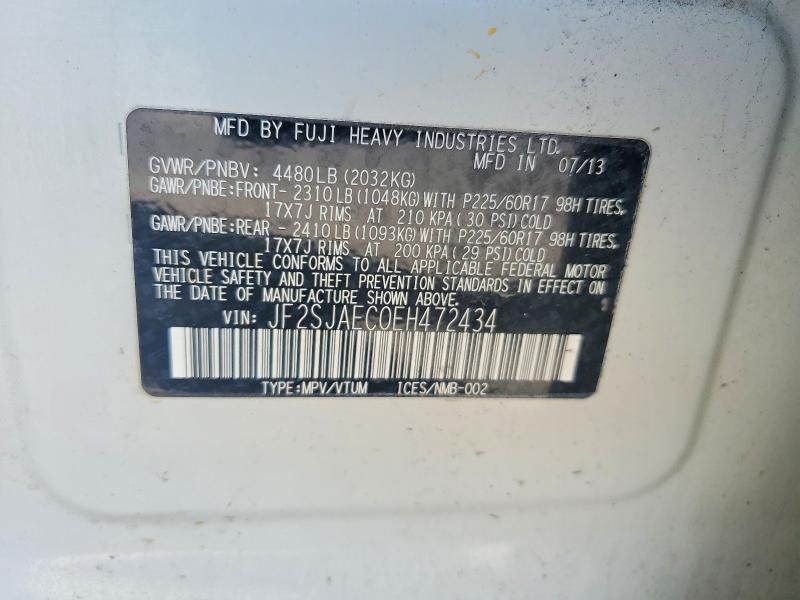 Aukcja sprzedaży 2014 Subaru Forester, vin: JF2SJAEC0EH472434, numer aukcji: 53162736