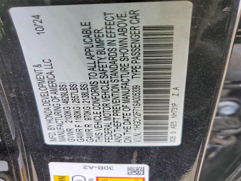 Aukcja sprzedaży 2025 Honda Accord, vin: 1HGCY2F71SA005339, numer aukcji: 55020166