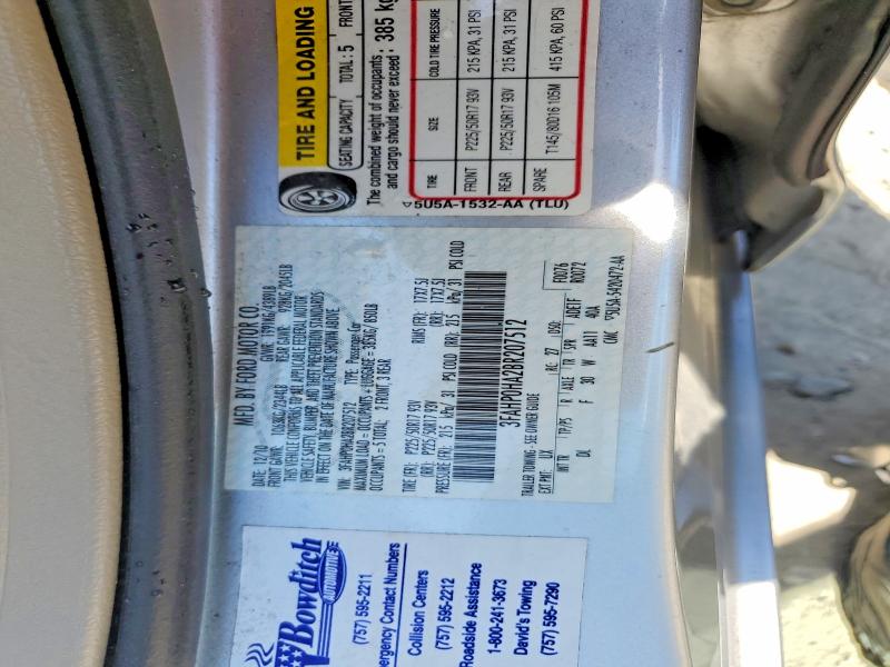 Продаж на аукціоні авто 2011 Ford Fusion, vin: 3FAHP0HA2BR207512, номер лоту: 54047376