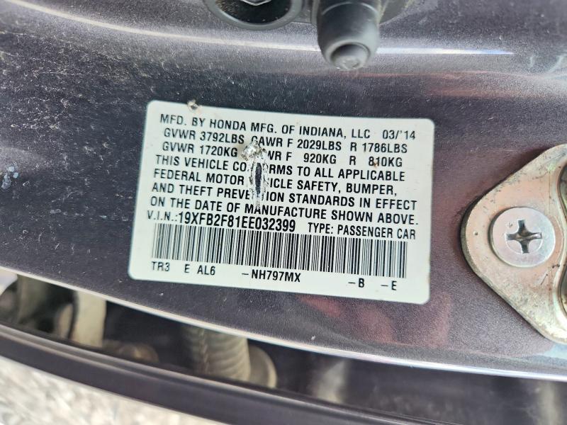 Aukcja sprzedaży 2014 Honda Civic, vin: 19XFB2F81EE032399, numer aukcji: 52879216