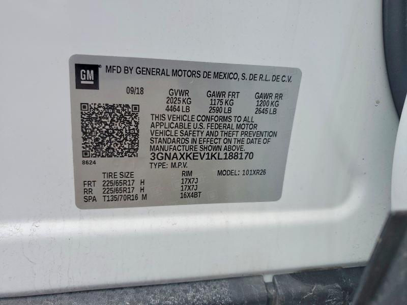 Aukcja sprzedaży 2019 Chevrolet Equinox, vin: 3GNAXKEV1KL188170, numer aukcji: 51697756