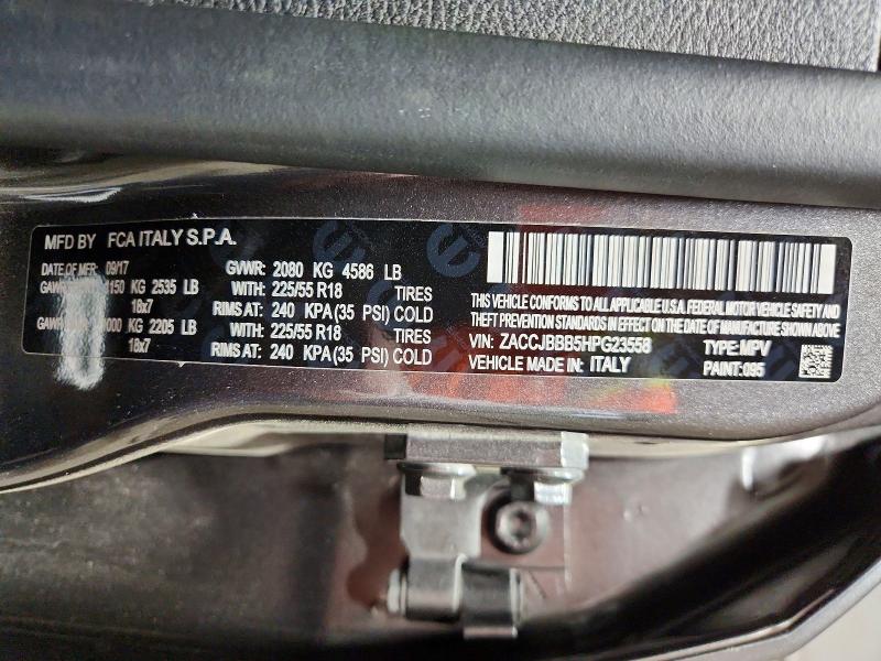 Продаж на аукціоні авто 2017 Jeep Renegade, vin: ZACCJBBB5HPG23558, номер лоту: 46673186