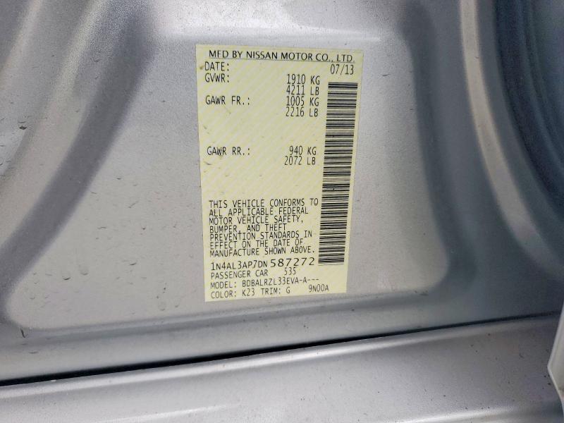 53480986 :رقم المزاد ، 1N4AL3AP7DN587272 vin ، 2013 Nissan Altima مزاد بيع