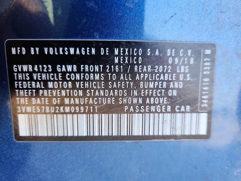 Продажа на аукционе авто 2019 Volkswagen Jetta, vin: 3VWE57BU2KM099711, номер лота: 52543736