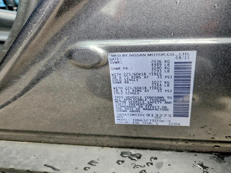 2015 Nissan Rogue მანქანა იყიდება აუქციონზე, vin: 5N1AT2MT2FC913275, აუქციონის ნომერი: 53898546