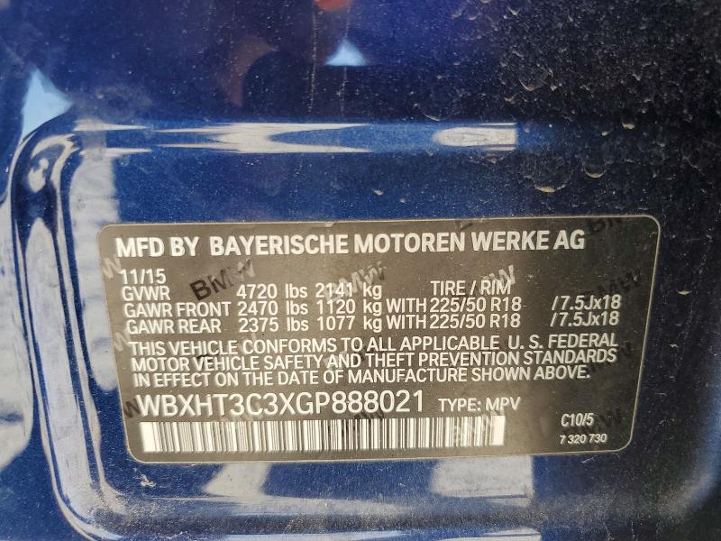 53568256 :رقم المزاد ، WBXHT3C3XGP888021 vin ، 2016 Bmw X1 مزاد بيع