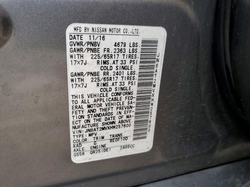 Продаж на аукціоні авто 2017 Nissan Rogue, vin: JN8AT2MVXHW257600, номер лоту: 52176266