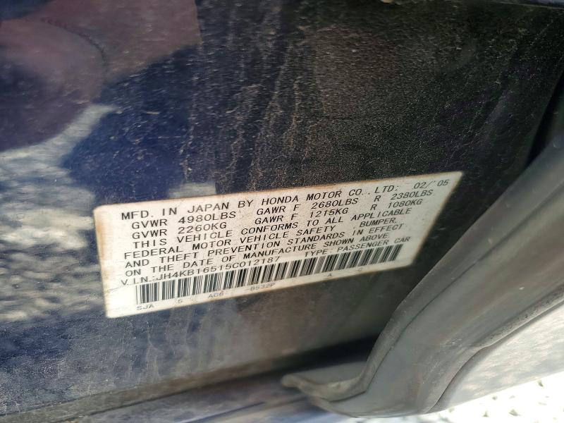 Aukcja sprzedaży 2005 Acura Rl, vin: JH4KB16515C012187, numer aukcji: 55148176
