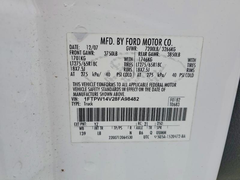 Продажа на аукционе авто 2008 Ford F150, vin: 1FTPW14V28FA98482, номер лота: 54056916