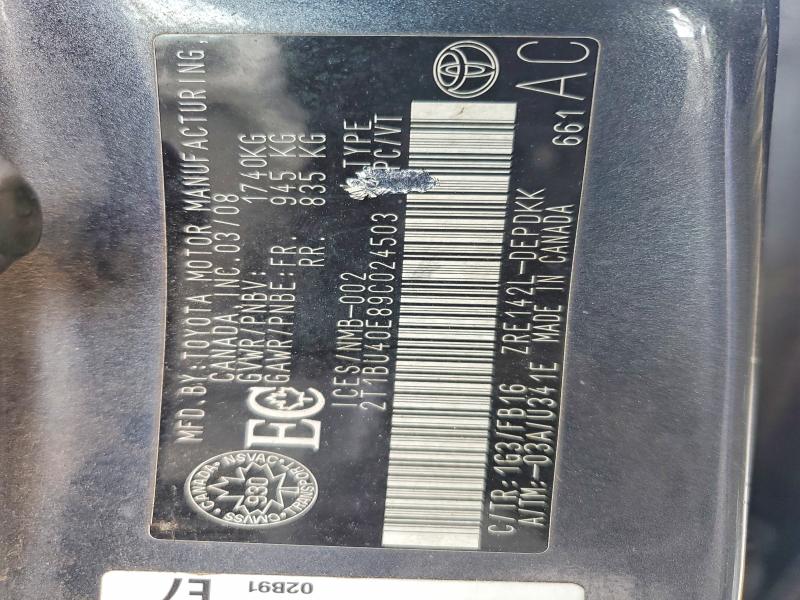 Продаж на аукціоні авто 2009 Toyota Corolla, vin: 2T1BU40E89C024503, номер лоту: 51637746