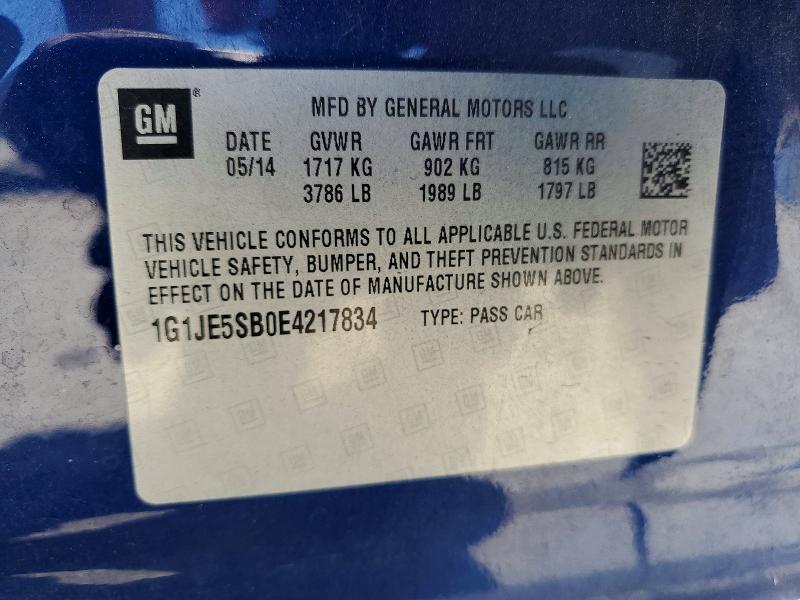 Продаж на аукціоні авто 2014 Chevrolet Sonic, vin: 1G1JE5SB0E4217834, номер лоту: 53844376