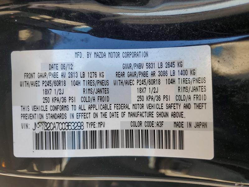 Aukcja sprzedaży 2012 Mazda Cx-9, vin: JM3TB2CA7C0363298, numer aukcji: 51499496