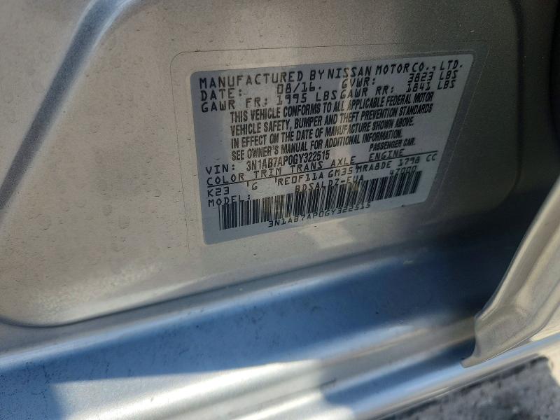 Aukcja sprzedaży 2016 Nissan Sentra, vin: 3N1AB7AP0GY322515, numer aukcji: 54478056