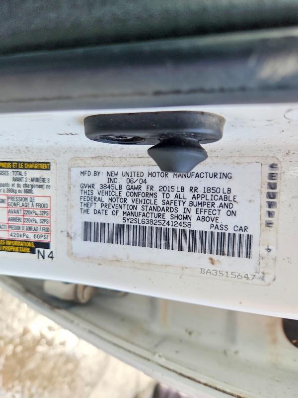 55080146 :رقم المزاد ، 5Y2SL63825Z412458 vin ، 2005 Pontiac Vibe مزاد بيع