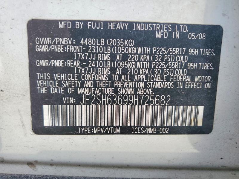 Aukcja sprzedaży 2009 Subaru Forester, vin: JF2SH63699H725682, numer aukcji: 53628096