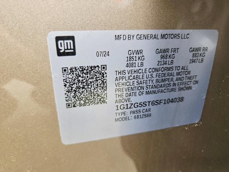 Продажа на аукционе авто 2025 Chevrolet Malibu, vin: 1G1ZG5ST6SF104038, номер лота: 52966056