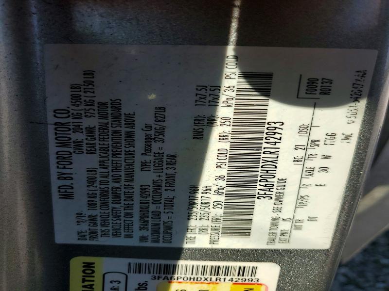 Продаж на аукціоні авто 2020 Ford Fusion, vin: 3FA6P0HDXLR142993, номер лоту: 53850986