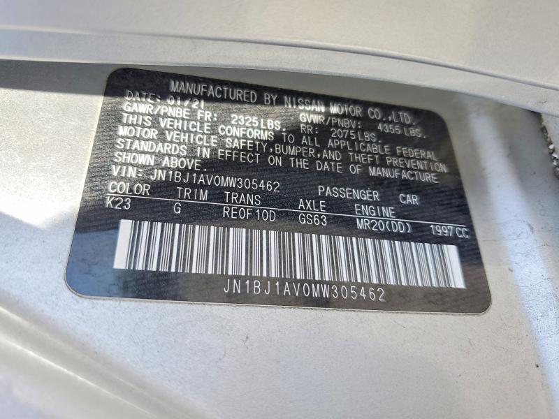 51864986 :رقم المزاد ، JN1BJ1AV0MW305462 vin ، 2021 Nissan Rogue Sport مزاد بيع
