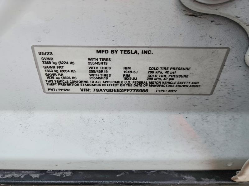Продажа на аукционе авто 2023 Tesla Model Y, vin: 7SAYGDEE2PF778955, номер лота: 53412496