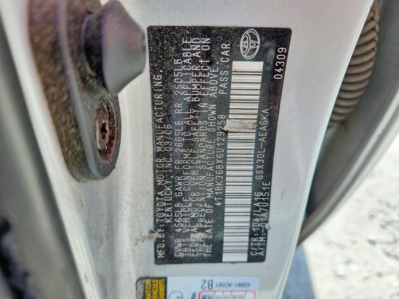 53104946 :رقم المزاد ، 4T1BK36BX6U129258 vin ، 2006 Toyota Avalon مزاد بيع