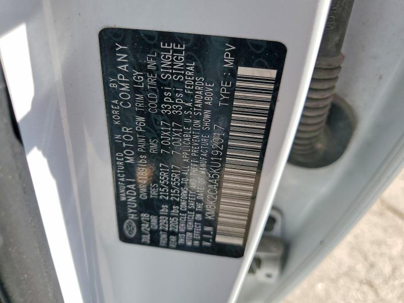 53339006 :رقم المزاد ، KM8K2CAA5KU192017 vin ، 2019 Hyundai Kona مزاد بيع