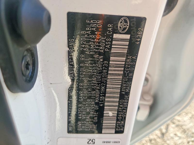 Aukcja sprzedaży 2018 Toyota Camry, vin: 4T1B11HK2JU108739, numer aukcji: 54863916