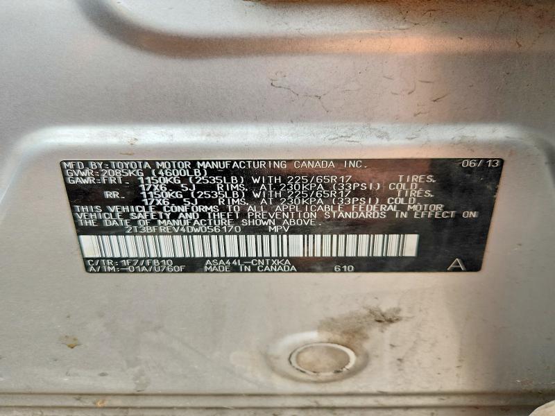 Aukcja sprzedaży 2013 Toyota Rav4, vin: 2T3BFREV4DW056170, numer aukcji: 53430166
