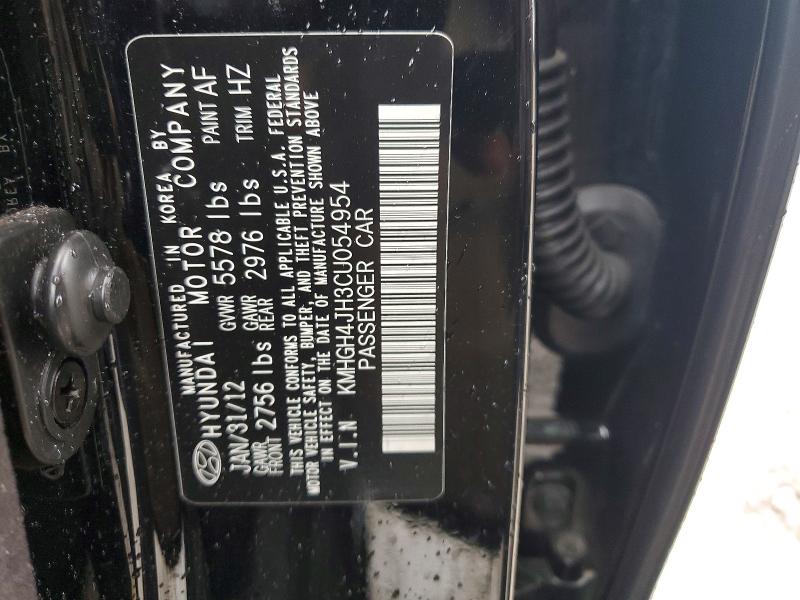 54539796 :رقم المزاد ، KMHGH4JH3CU054954 vin ، 2012 Hyundai Equus مزاد بيع
