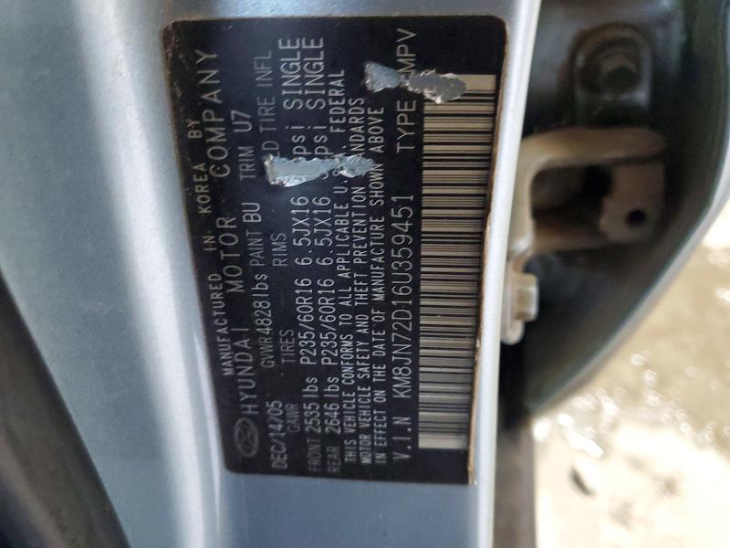 52449926 :رقم المزاد ، KM8JN72D16U359451 vin ، 2006 Hyundai Tucson مزاد بيع