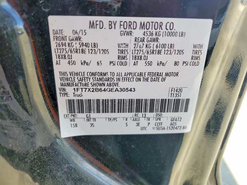 53101796 :رقم المزاد ، 1FT7X2B64GEA30543 vin ، 2016 Ford F250 مزاد بيع