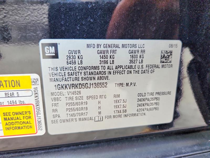 Продажа на аукционе авто 2016 Gmc Acadia, vin: 1GKKVRKD5GJ136552, номер лота: 54241896