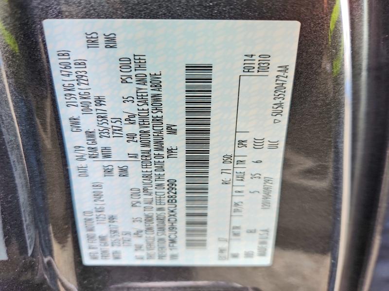 Продажа на аукционе авто 2019 Ford Escape, vin: 1FMCU9HDXKUB82990, номер лота: 54286836