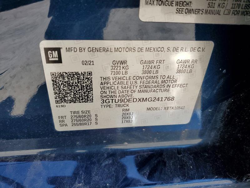Продаж на аукціоні авто 2021 Gmc Sierra, vin: 3GTU9DEDXMG241768, номер лоту: 53583236