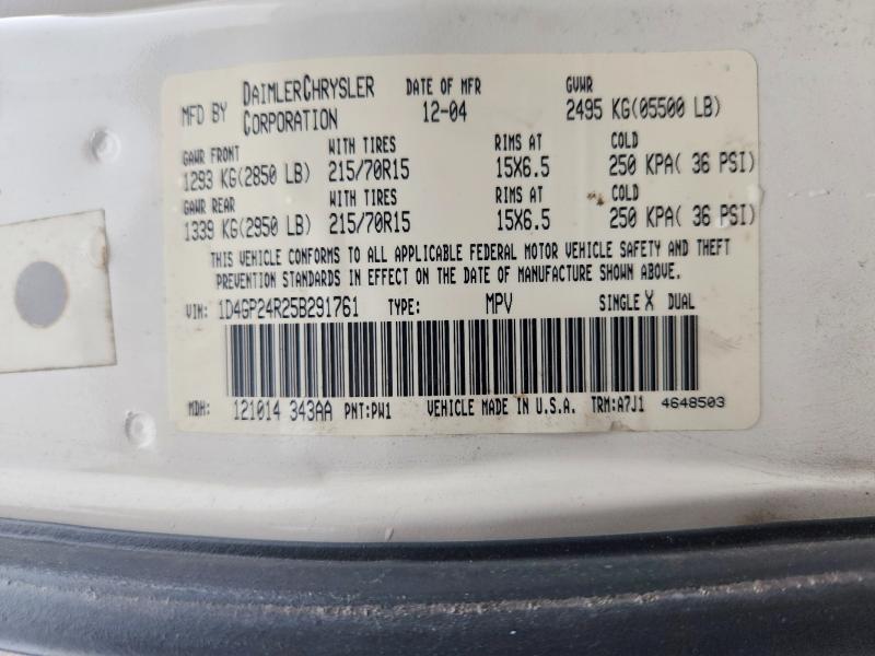 54802776 :رقم المزاد ، 1D4GP24R25B291761 vin ، 2005 Dodge Grand Caravan مزاد بيع