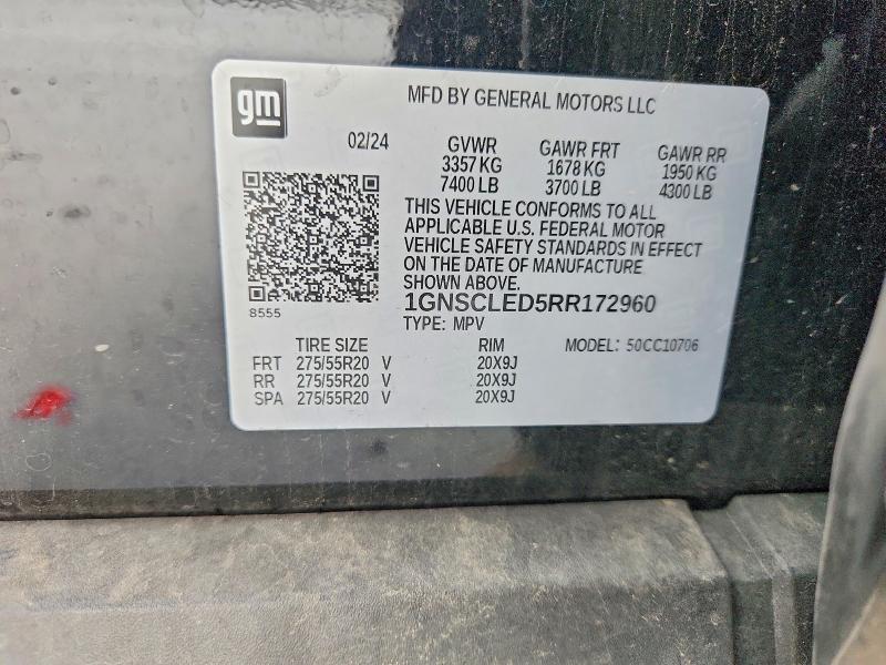 Продажа на аукционе авто 2024 Chevrolet Tahoe, vin: 1GNSCLED5RR172960, номер лота: 55222356
