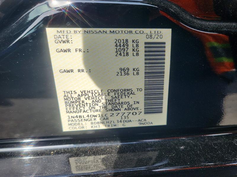 Продажа на аукционе авто 2020 Nissan Altima, vin: 1N4BL4DW1LC277707, номер лота: 52549966