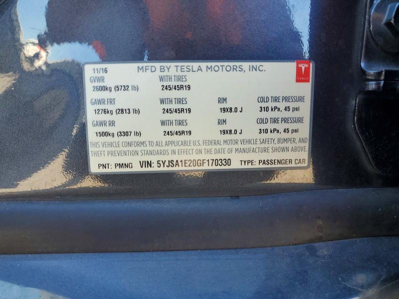 Продажа на аукционе авто 2016 Tesla Model S, vin: 5YJSA1E20GF170330, номер лота: 52952736