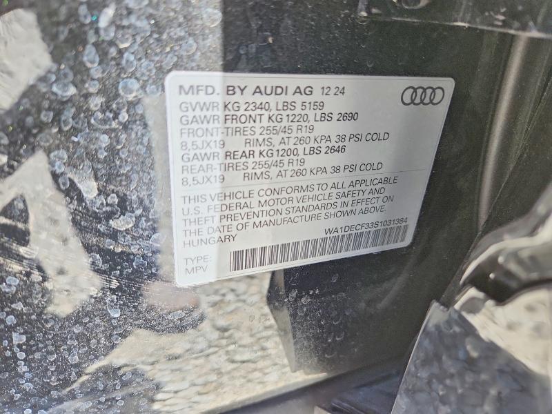 Продажа на аукционе авто 2025 Audi Q3, vin: WA1DECF33S1031384, номер лота: 53968616