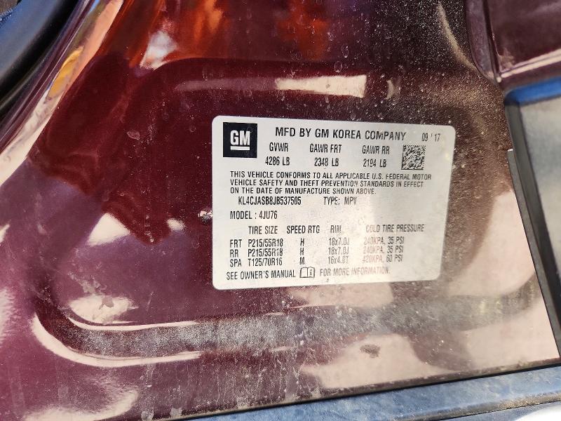 52469506 :رقم المزاد ، KL4CJASB8JB537505 vin ، 2018 Buick Encore مزاد بيع