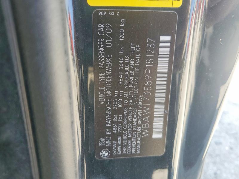 55429546 :رقم المزاد ، WBAWL73589P181237 vin ، 2009 Bmw 335 مزاد بيع