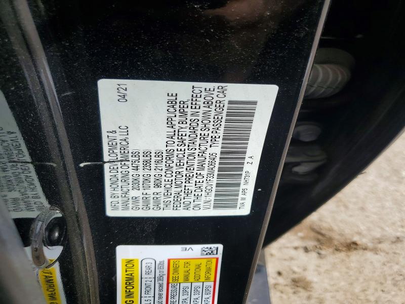 2021 Honda Accord მანქანა იყიდება აუქციონზე, vin: 1HGCV1F33MA066405, აუქციონის ნომერი: 55331126